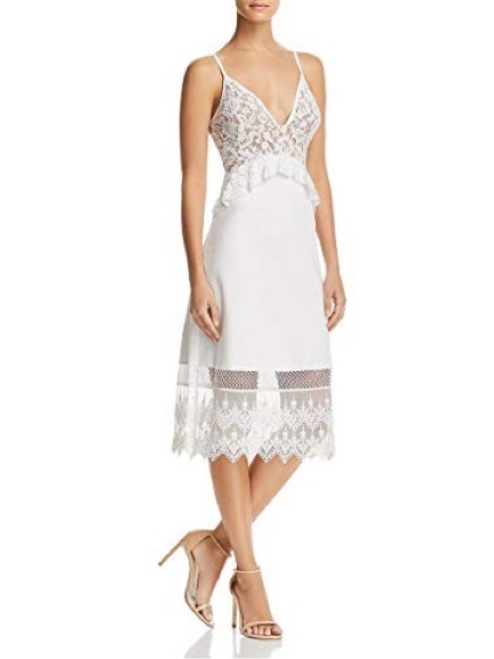 French Connection Delos Lucky Layer
Lace Slip Midi Dress